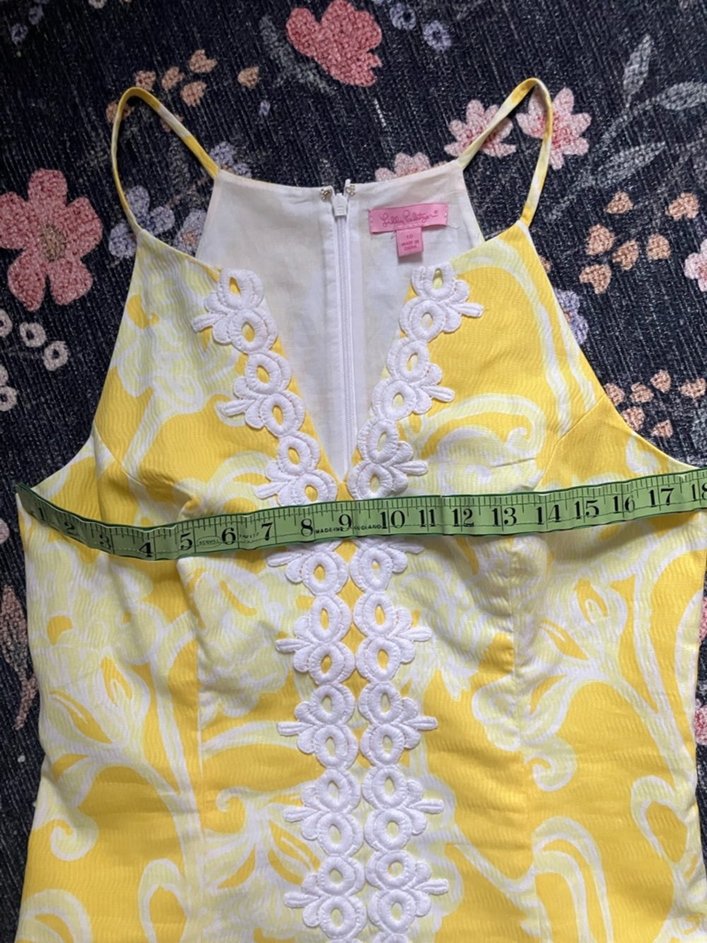 Lilly Pulitzer yellow and white floral embellished cotton Magnolia summer top 10 - Picture 10 of 14